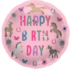 Szülinapi lufi 18" 45cm Happy Birthday, Lovas