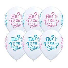 Latex lufi babaváróra 11" 28cm, 6db, He or She, 44790