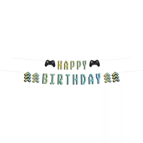 Happy Birthday füzér dekoráció, Gamer