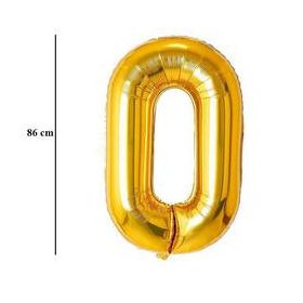 Számos lufi 34" 86cm óriás Arany szám, számjegy 0