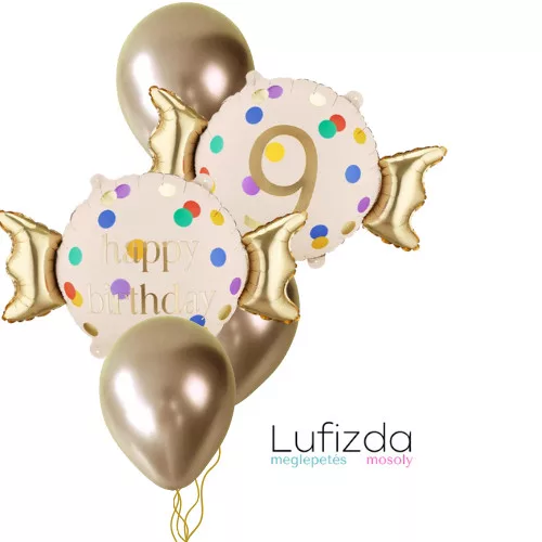 Héliumos luficsokor szülinapra, 9-es számmal - INGYENES GLS szállítással