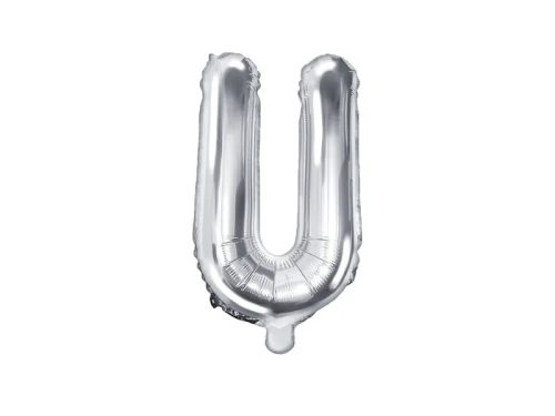 Betű lufi 14" 35cm ezüst fólia betű, U betű, levegővel tölthető