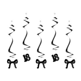 Spirális függő dekoráció, 18-as, 5db, masni