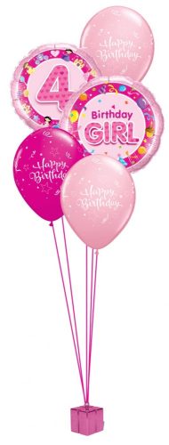 Héliumos luficsokor szülinapra, Happy Birthday, 4-es - INGYENES KISZÁLLÍTÁSSAL