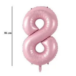 Számos lufi 34" 86cm óriás babaRózsaszín szám, számjegy 8-as 