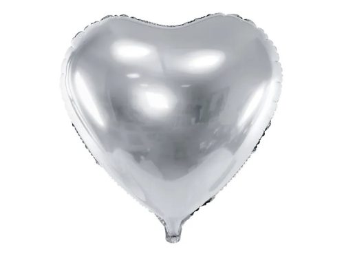 Egyszínű szív fólia lufi 18" 45cm Ezüst szív