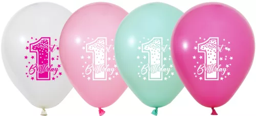 BALONEVI lufi, 12" 30cm, 50db/cs, 1-es számmal, Girls