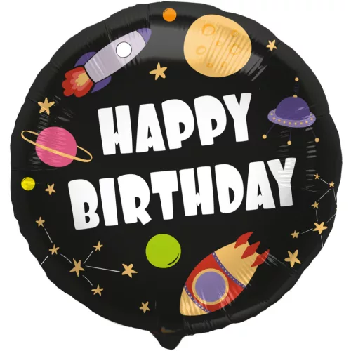 Szülinapi lufi 18" 45cm Happy Birthday, Űrhajós