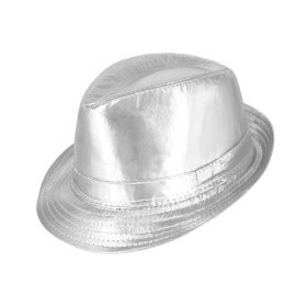 Kalap, műbőr hatású, Ezüst