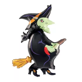   Halloween, fólia lufi, boszorkány, csak levegővel tölthető
