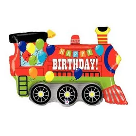 Óriás lufi 37", 84cm-es vonat, Happy Birthday