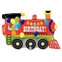 Óriás fólia lufi 37", 84cm-es vonat, Happy Birthday