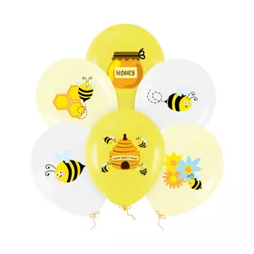Szülinapi lufi 11" 28cm 6db Méhecskés, Bee
