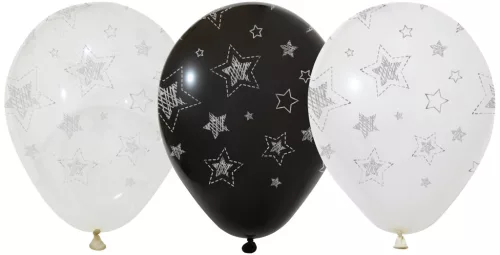 BALONEVI lufi, 12" 30cm, 50db/cs, Csillagok, All star