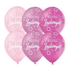   Szülinapi lufi 11" 28cm 6db Boldog születésnapot! Rózsaszín