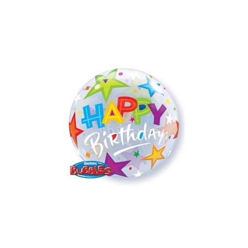 Szülinapi Bubbles lufi 22" 56cm Héliummal töltve Happy Birthday, 23595