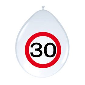   Szám, Számos latex lufi 11" 28cm 8db 30-as számmal, sebességkorlátozó