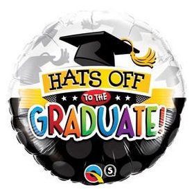   Ballagási fólia lufi 18" 45cm  Hats off to the graduate!, 