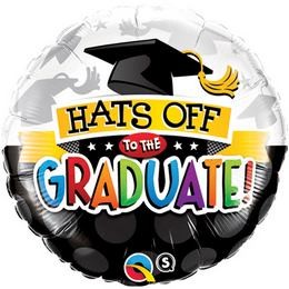 Ballagási fólia lufi 18" 45cm  Hats off to the graduate!, 