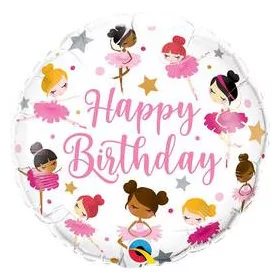 Szülinapi lufi 18" 45cm Happy Birthday, balerina