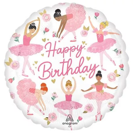 Szülinapi lufi 18" 45cm Happy Birthday, Balerina