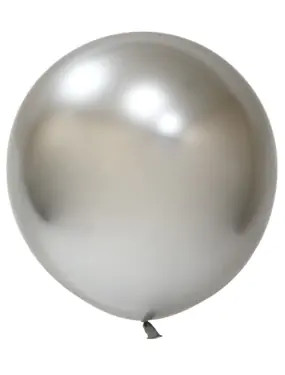 BALONEVI Latex lufi 24" 60cm, 3db/cs, Krom Silver, Króm Ezüst