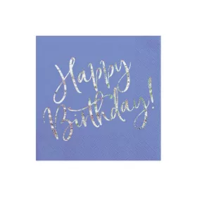 Szalvéta 33x33cm Happy Birthday, elegáns, 20db, kék