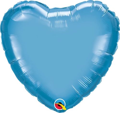Egyszínű szív fólia lufi 18" 45cm Chrome Blue, kék szív, 