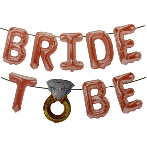 Bride To Be felirat, fólia betűk, csak levegővel tölthető, rosegold, 16"-es betűk