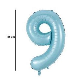 Számos lufi 34" 86cm óriás Világoskék szám 9-es