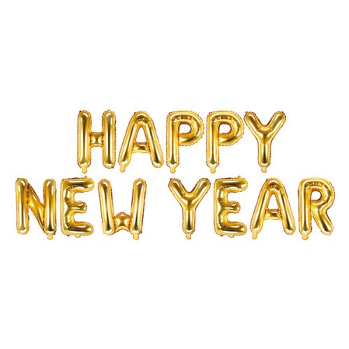 Happy New Year felirat, arany 16" fólia betűk, csak levegővel tölthető