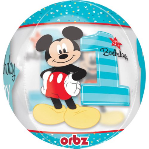 Mintás ORBZ számos, szám lufi 16" 40cm Micky Mouse 1 Birthday