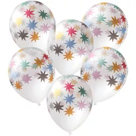 Mintás lufi 11" 28cm 6db csillagos, Starburst