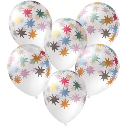 Mintás lufi 11" 28cm 6db csillagos, Starburst