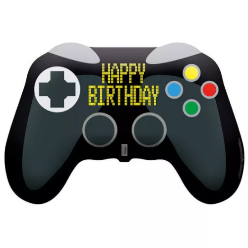 Szülinapi lufi 20" 50cm óriás fólia, Gamer, kontroller, Happy Birthday