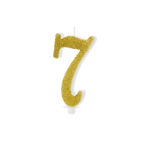 Számgyertya, csillogó arany, 7-es