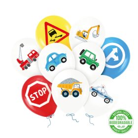 Mintás latex lufi 11" 28cm 9db autós, vegyes