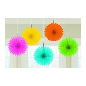   Függő dekoráció, legyező 15,2cm 5db vegyes színű, világos
