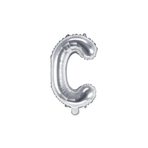 Betű lufi 16" 40cm ezüst fólia betű, C betű, levegővel tölthető