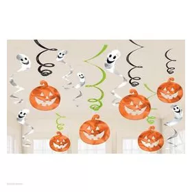 Függődekor tökök és szellemek 12 db, Halloween