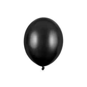   Léggömb 11" (28cm-es) léggömb,  metál Fekete lufi, Metallic black