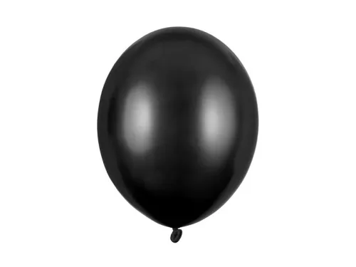 Léggömb 11" (28cm-es) léggömb,  metál Fekete lufi, Metallic black