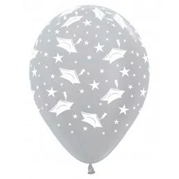 Ballagási latex lufi 12" 30cm, Ezüst