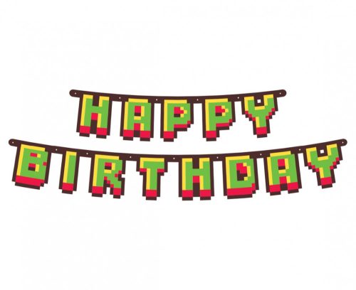 Üdvözlőfelirat Happy Birthday 160cm, Gamer, Game On