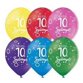   Szám, Számos lufi 11" 28cm 6db 10-es lufi Boldog 10. szülinapot!
