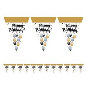 Happy Birthday zászlófüzér 5m, Elegáns, 24824
