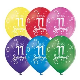   Szám, Számos lufi 11" 28cm 6db 11-es lufi Boldog 11. szülinapot!