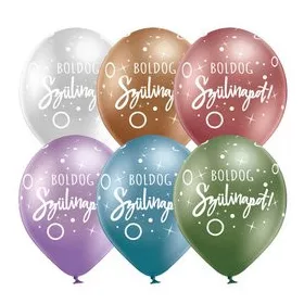   Szülinapi lufi 11" 28cm 6db Boldog születésnapot! Chrome