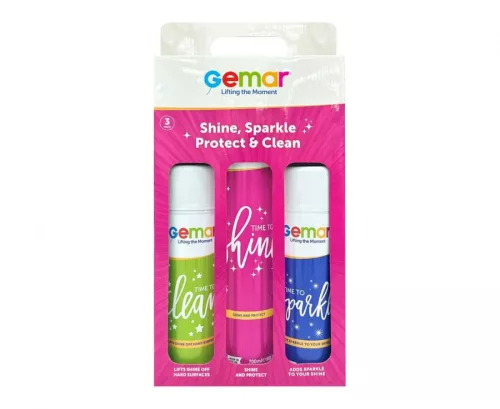Dekorációs Lufifény spray szett, Shine, Sparkle és Clean, 3 darabos szett