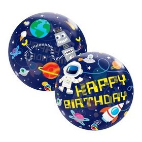   Szülinapi Bubbles lufi 22" 56cm űrhajós,   Happy Birthday